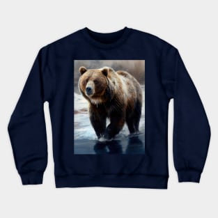 Arctic Grizzly Bear-Oil paint Crewneck Sweatshirt